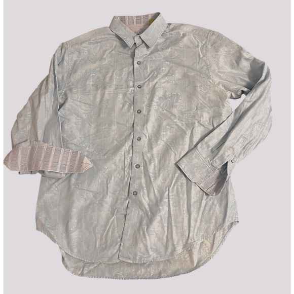 Robert Graham Classic Fit Blue Toile Stripe Button Up Flip Cuff Sz L - Picture 1 of 9